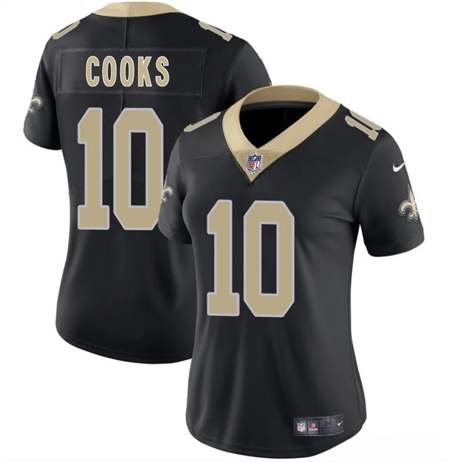 Women's New Orleans Saints #10 Brandin Cooks Black 2025 Vapor Stitched Game Jersey(Run Small)